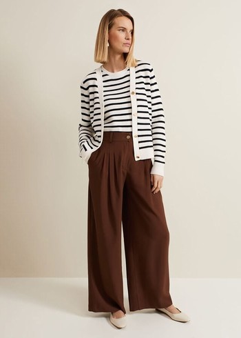 Phase Eight Indiyah Pleated Wide Legs Trousers Brown Australia | UP4280795